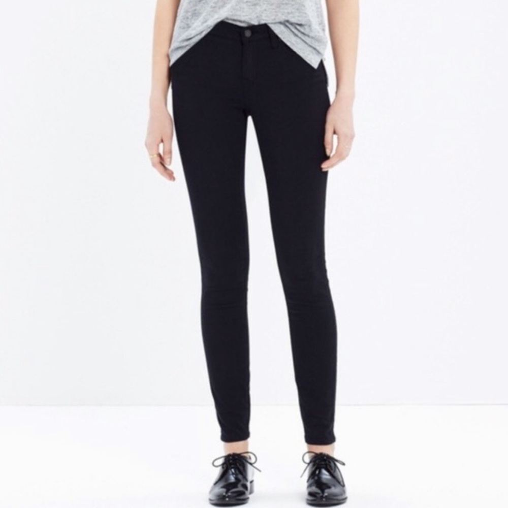 Madewell black sateen skinny skinny jeans